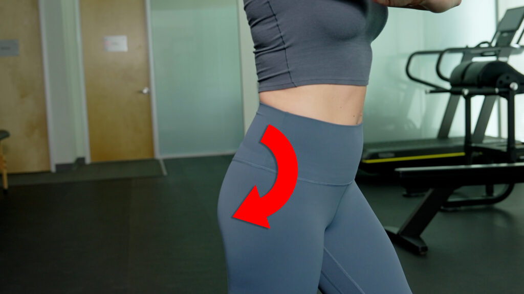 Split Stance Pelvic Tilt with arrow