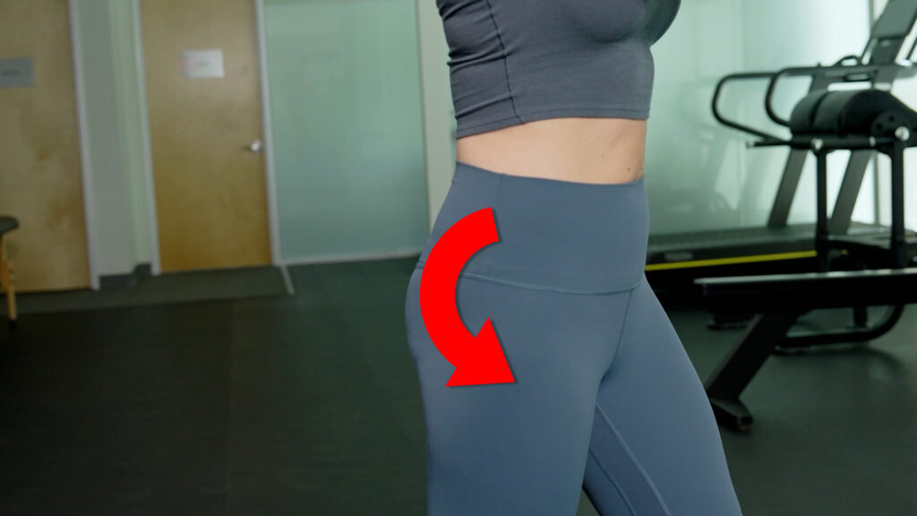 Split Stance Pelvic Tilt with arrow